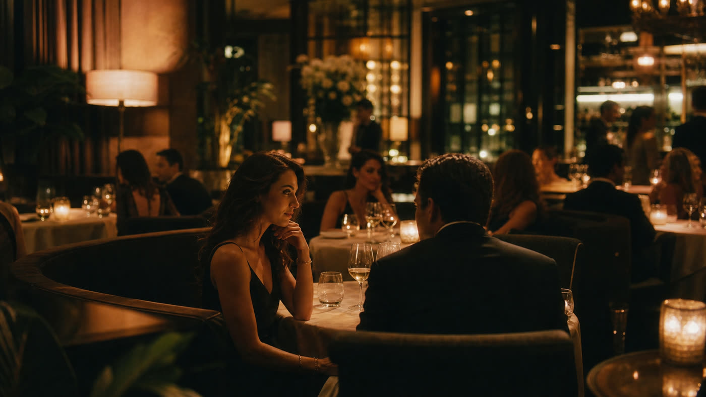 Không gian nhà hàng lounge buổi tối