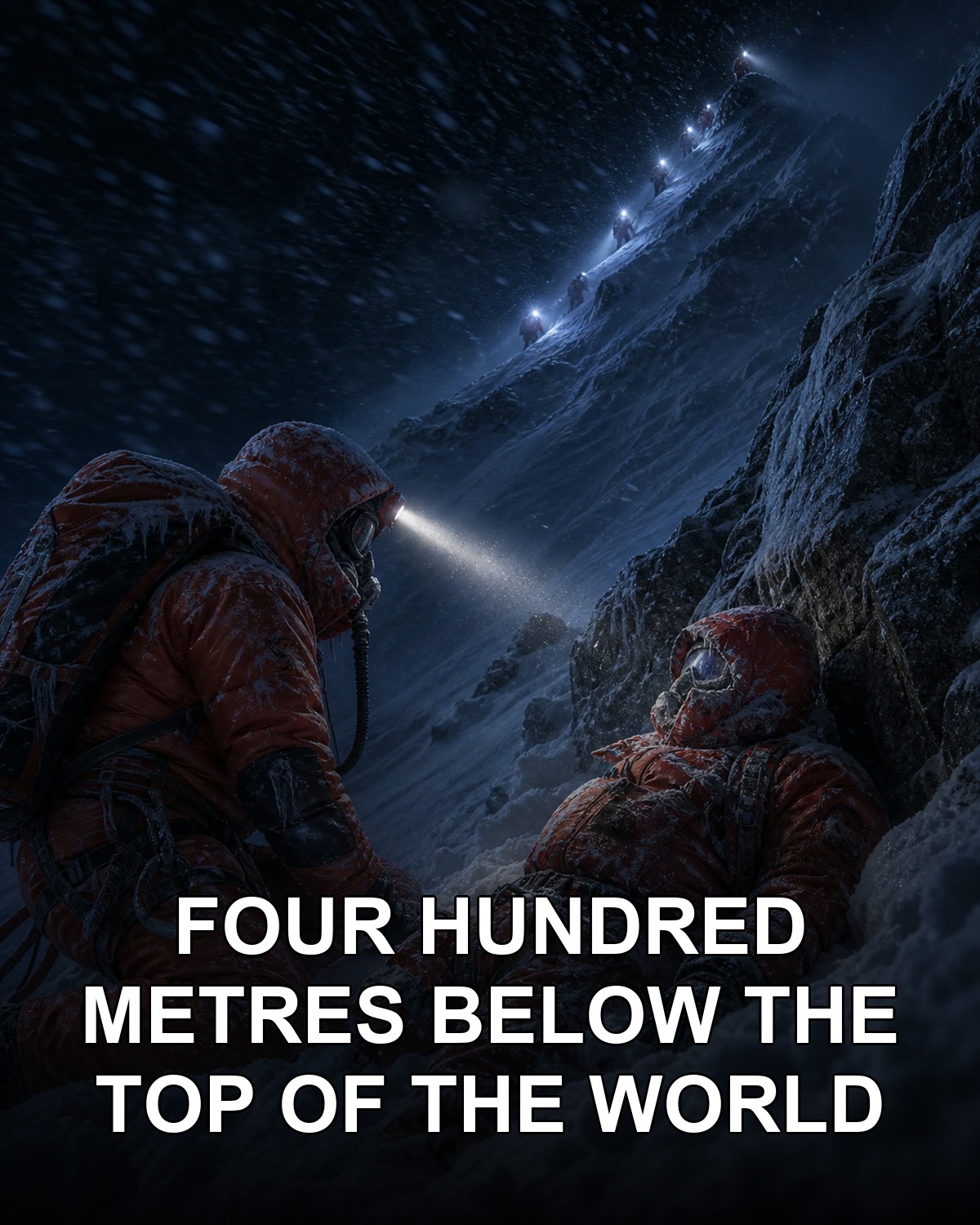Four hundred metres below the summit, he turned around