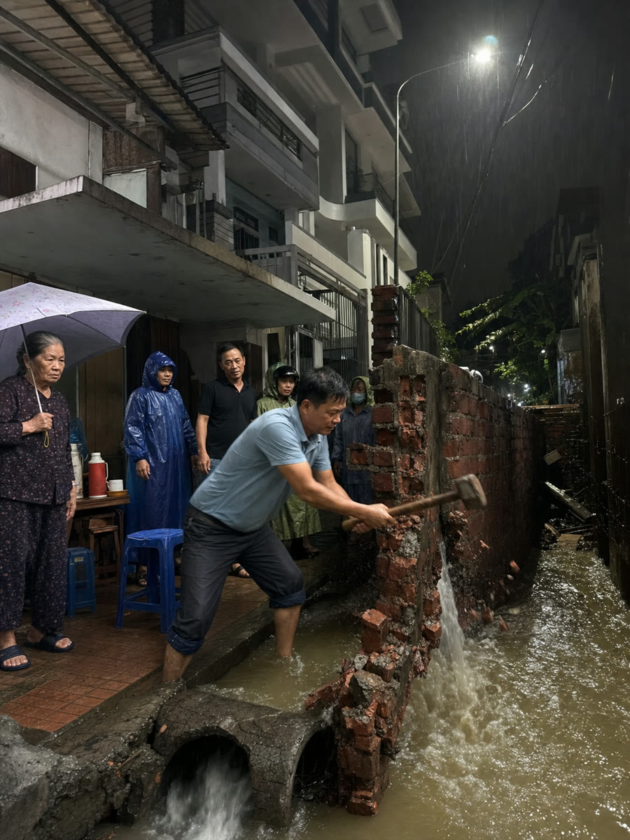 Hàng xóm xây biệt thự, nuốt luôn nửa con hẻm rồi thách cả xóm đi kiện: "Tôi chấp, sai tôi đập tường ăn thề" — cho đến trận mưa đầu mùa