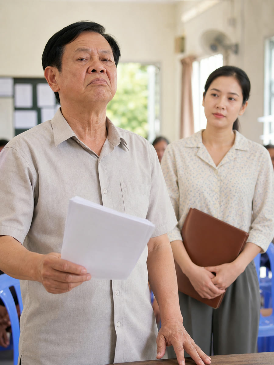Ông Tổ Trưởng Dán Giấy Phạt Đầy Cửa Nhà Tôi, Bêu Riếu Mẹ Con Tôi Giữa Buổi Họp Dân — Nhưng Ông Không Biết Trong Cặp Tôi Có Ba Năm Sổ Sách Quỹ Khu Phố Ông Đã Thụt Két